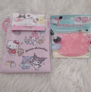 Hello Kitty Drawstring Bag Mini & Makeup Brush Cleaner Set.